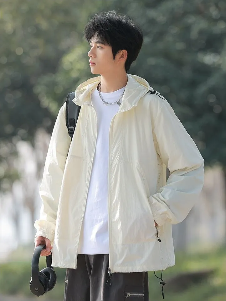 UPF50  Outdoor Windbreaker with Drawstring Hem for Men