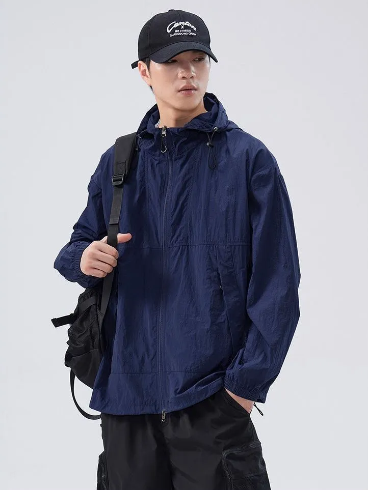 UPF50  Outdoor Windbreaker with Drawstring Hem for Men