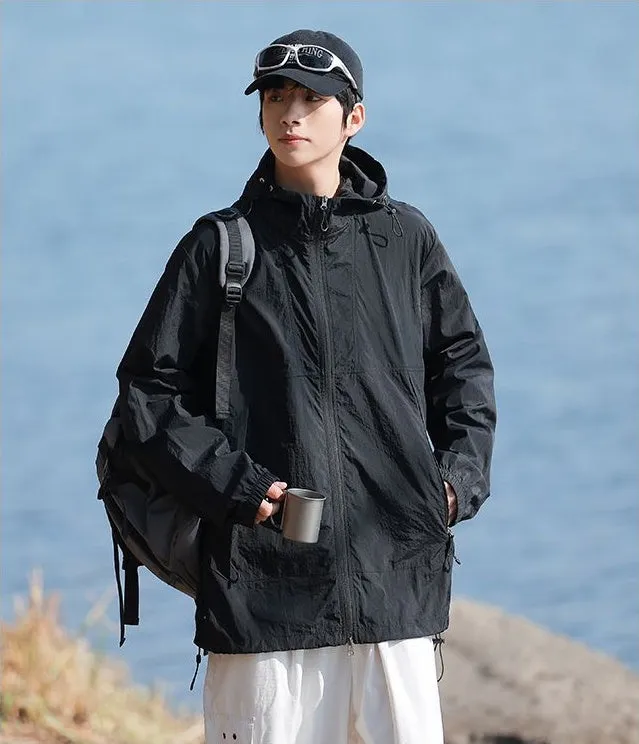 UPF50  Outdoor Windbreaker with Drawstring Hem for Men