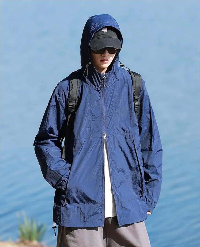 UPF50  Outdoor Windbreaker with Drawstring Hem for Men