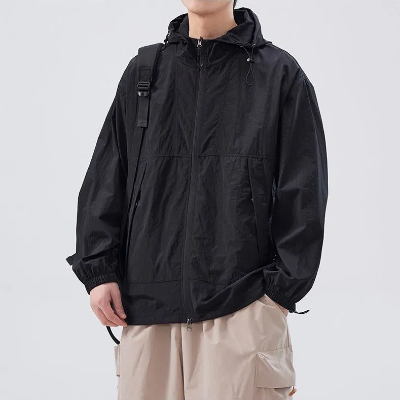 UPF50  Outdoor Windbreaker with Drawstring Hem for Men