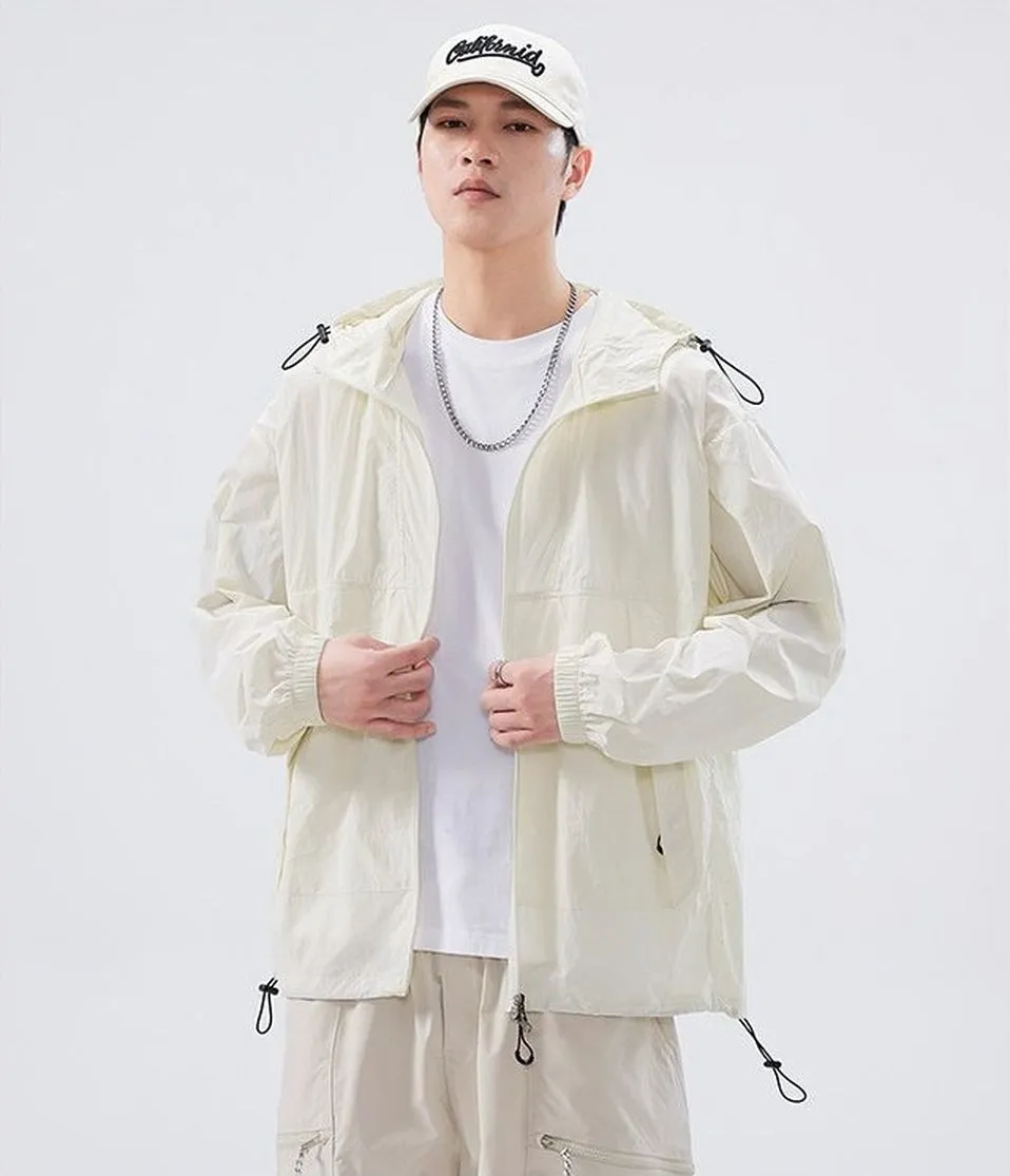 UPF50  Outdoor Windbreaker with Drawstring Hem for Men