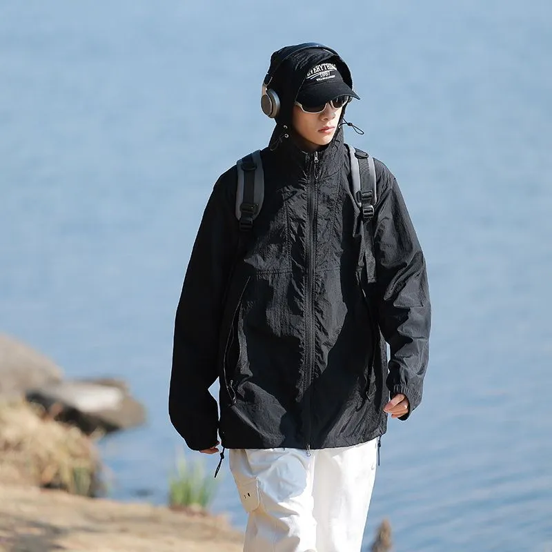 UPF50  Outdoor Windbreaker with Drawstring Hem for Men