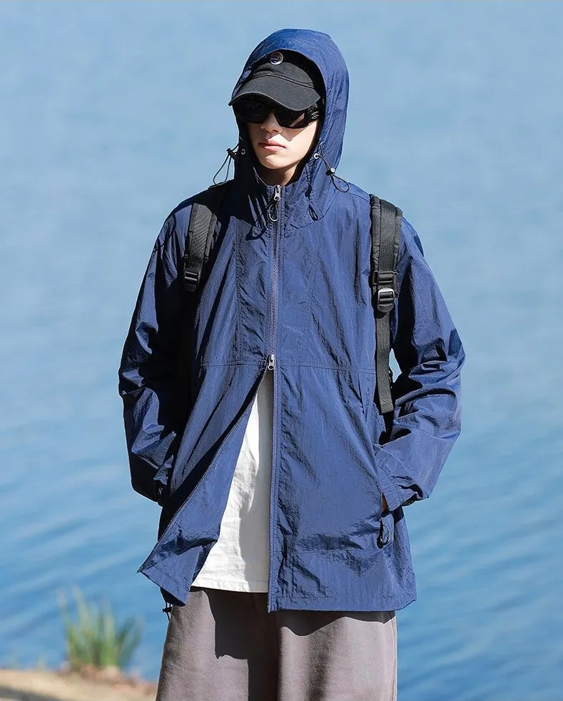 UPF50  Outdoor Windbreaker with Drawstring Hem for Men