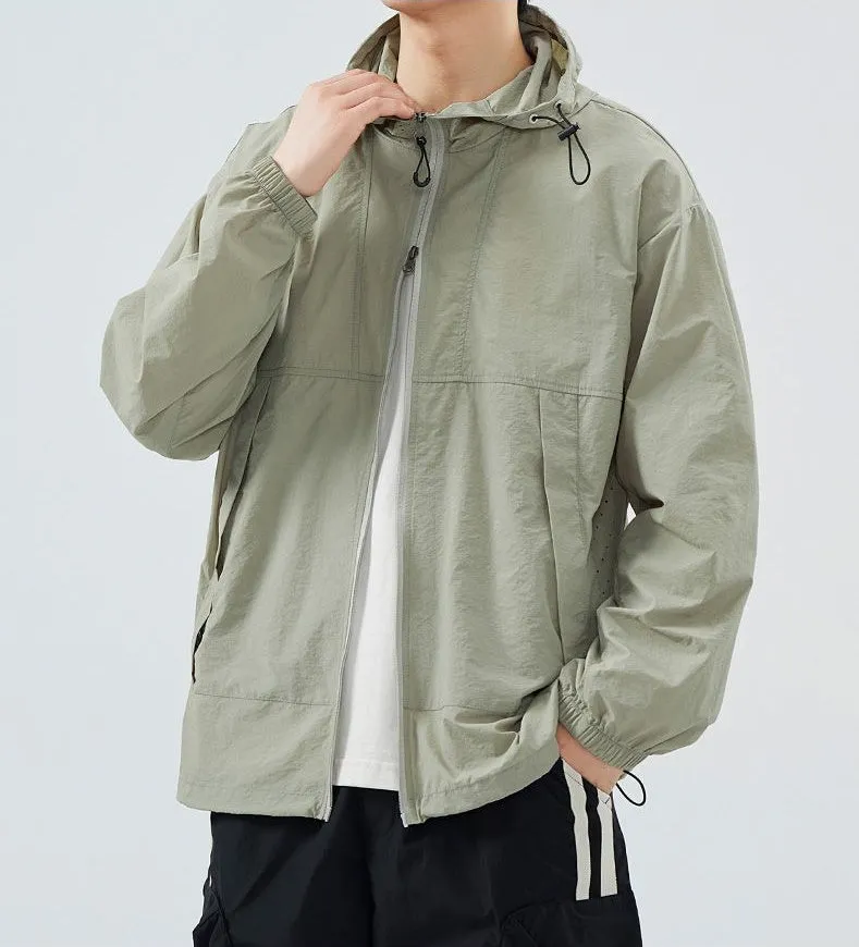 UPF50  Outdoor Windbreaker with Drawstring Hem for Men