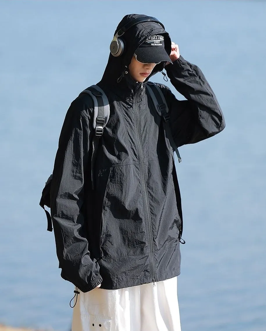 UPF50  Outdoor Windbreaker with Drawstring Hem for Men