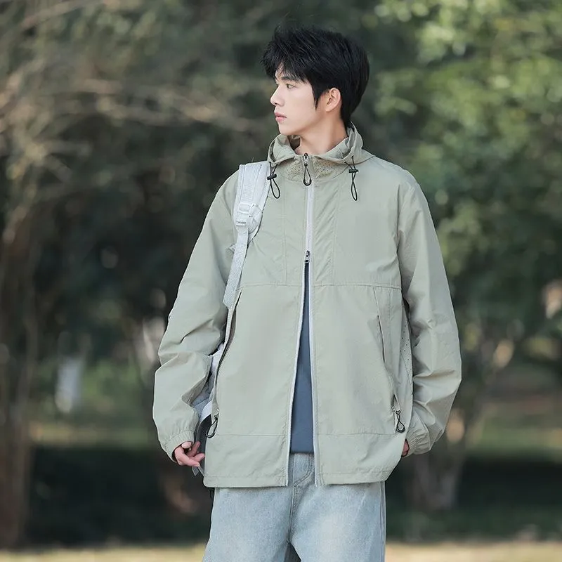 UPF50  Outdoor Windbreaker with Drawstring Hem for Men