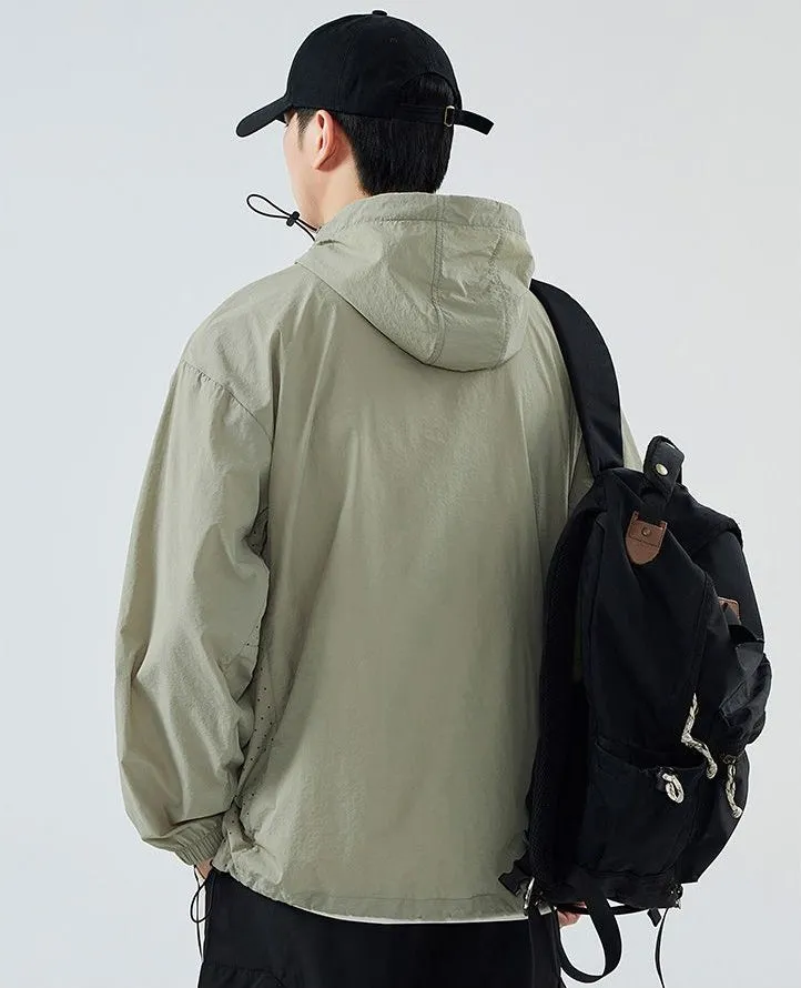 UPF50  Outdoor Windbreaker with Drawstring Hem for Men