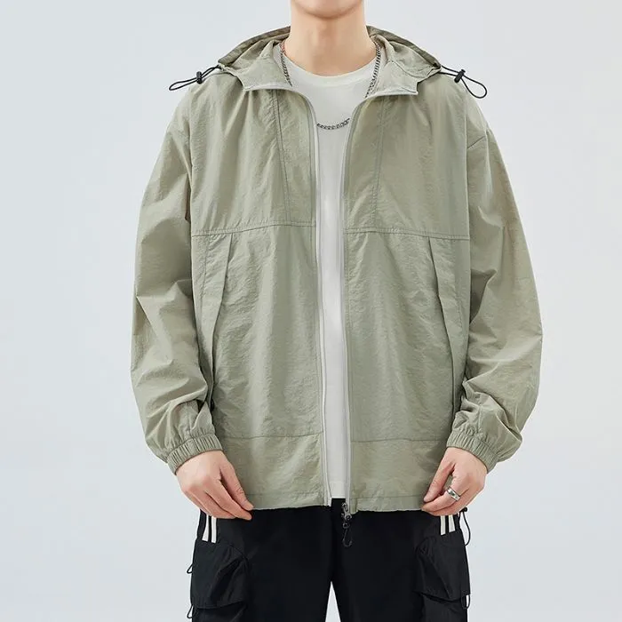 UPF50  Outdoor Windbreaker with Drawstring Hem for Men