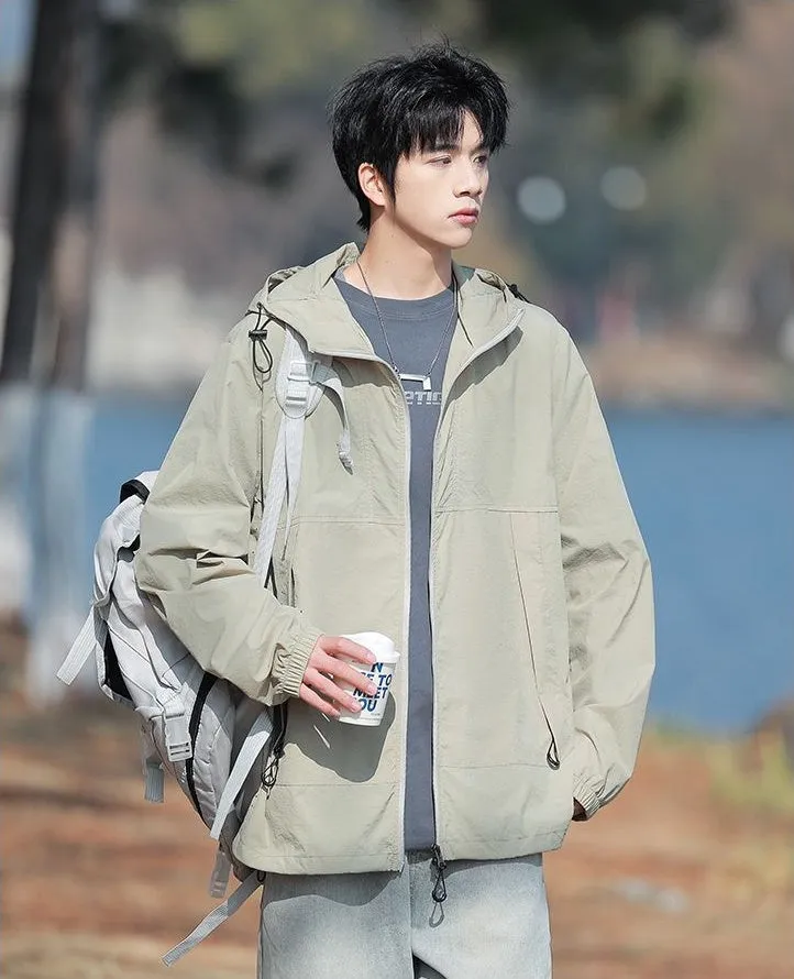 UPF50  Outdoor Windbreaker with Drawstring Hem for Men