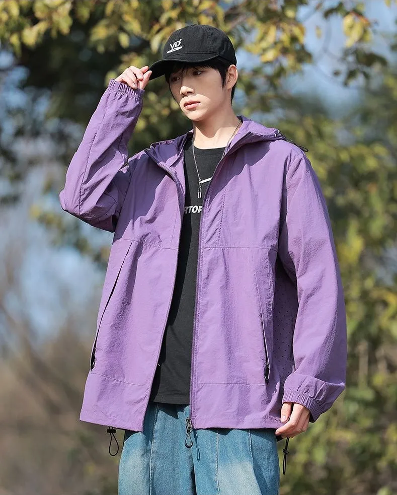UPF50  Outdoor Windbreaker with Drawstring Hem for Men