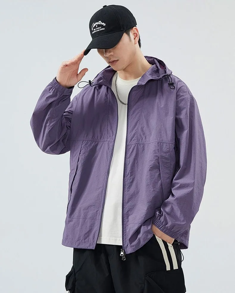 UPF50  Outdoor Windbreaker with Drawstring Hem for Men