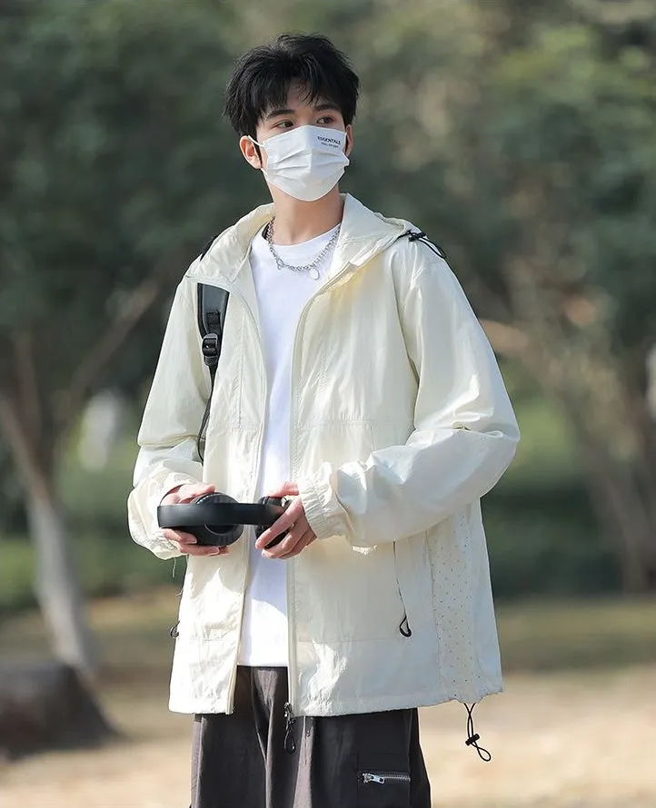 UPF50  Outdoor Windbreaker with Drawstring Hem for Men