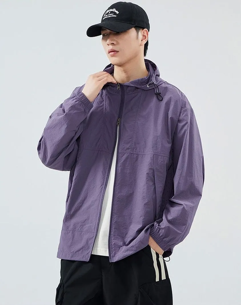 UPF50  Outdoor Windbreaker with Drawstring Hem for Men