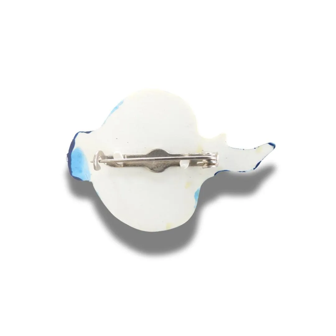 Vintage Onion-Shaped Hand-Painted Brooch – Light Blue