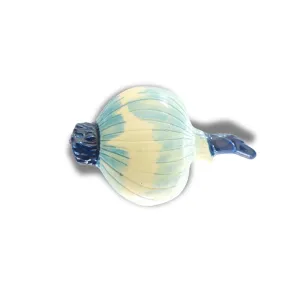 Vintage Onion-Shaped Hand-Painted Brooch – Light Blue