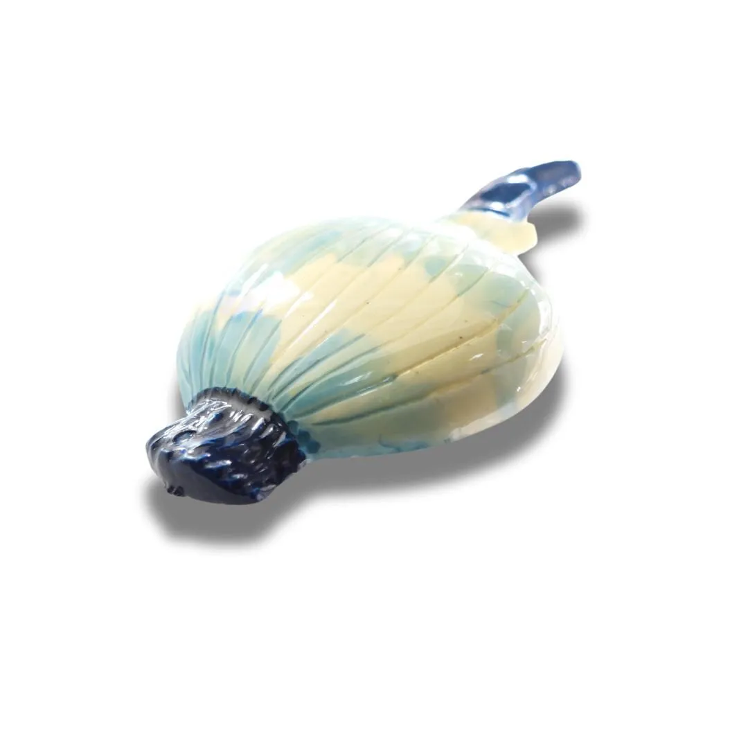 Vintage Onion-Shaped Hand-Painted Brooch – Light Blue