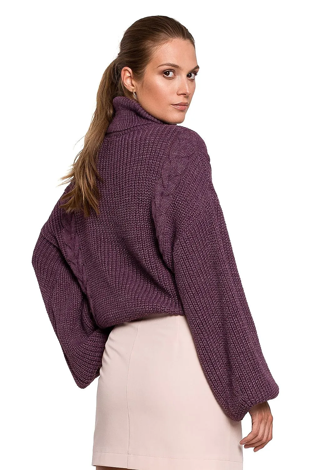 Vintage Oversized Turtleneck Sweater Jumper in Violet | Makover