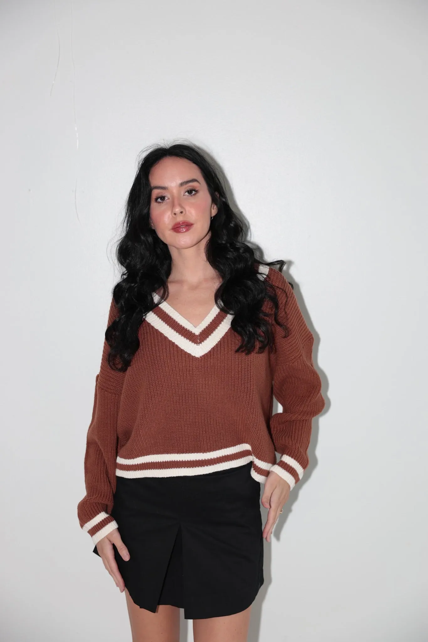 Vintage V-Neck Knit Sweater-Final Sale