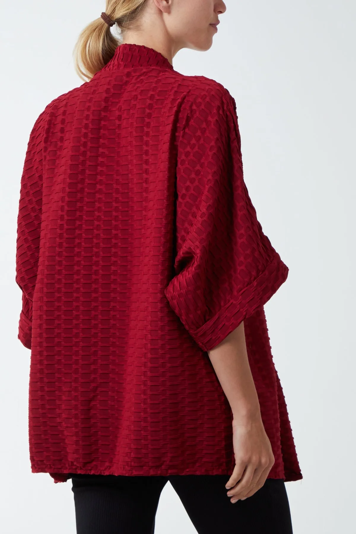 Waffle Texture Jersey Kimono Jacket