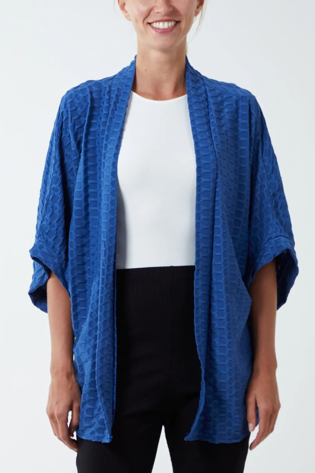 Waffle Texture Jersey Kimono Jacket