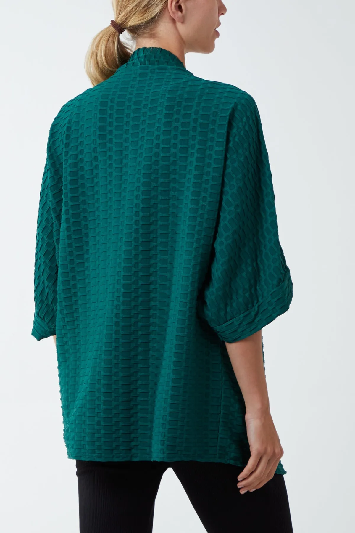 Waffle Texture Jersey Kimono Jacket