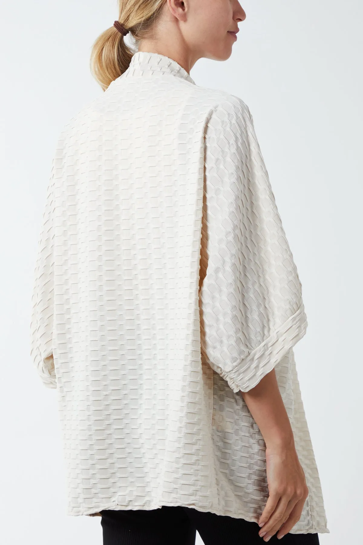 Waffle Texture Jersey Kimono Jacket