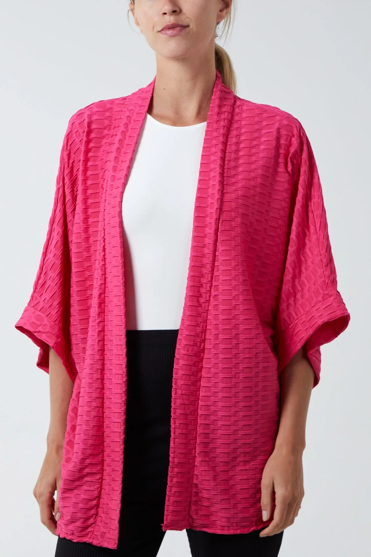Waffle Texture Jersey Kimono Jacket