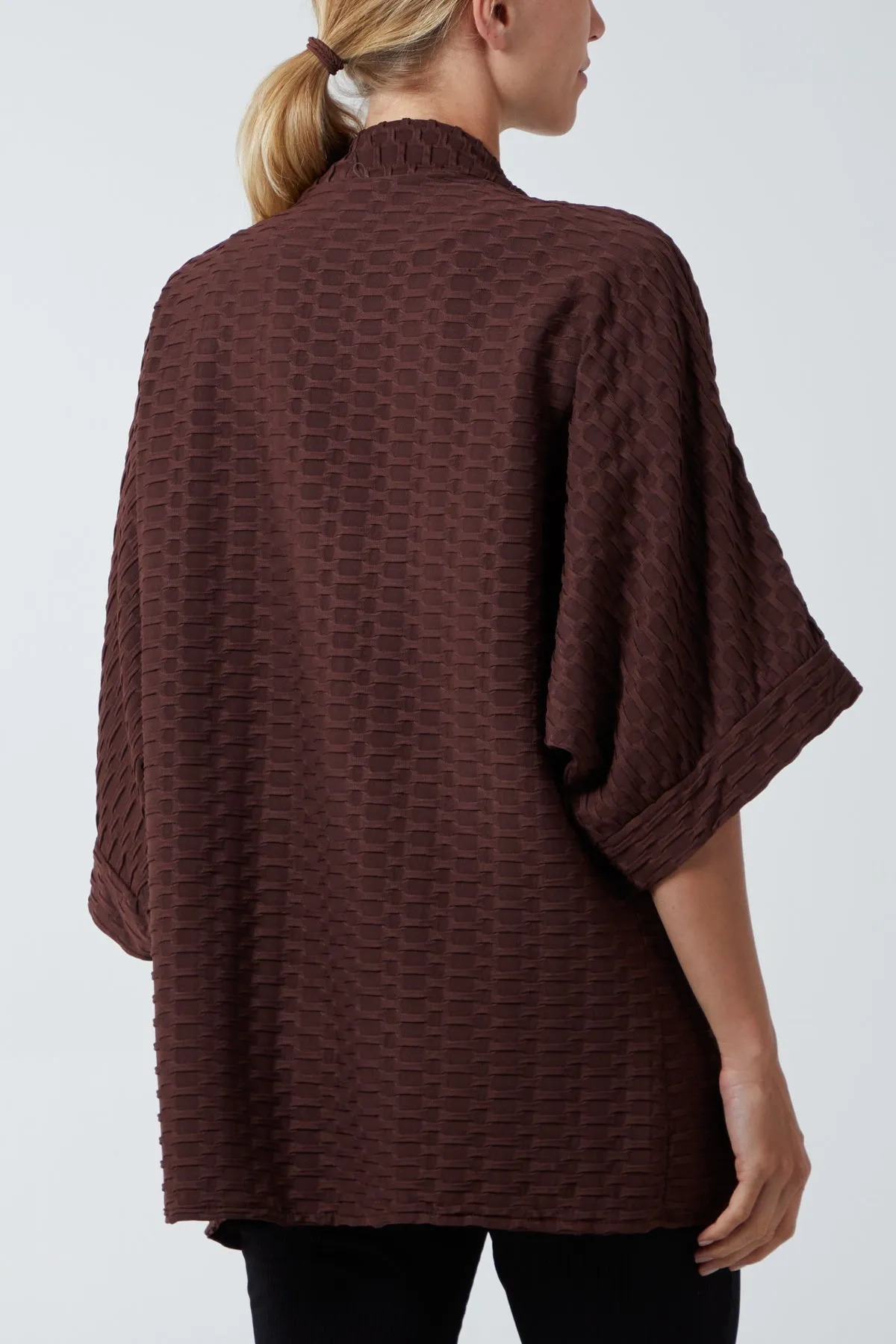 Waffle Texture Jersey Kimono Jacket