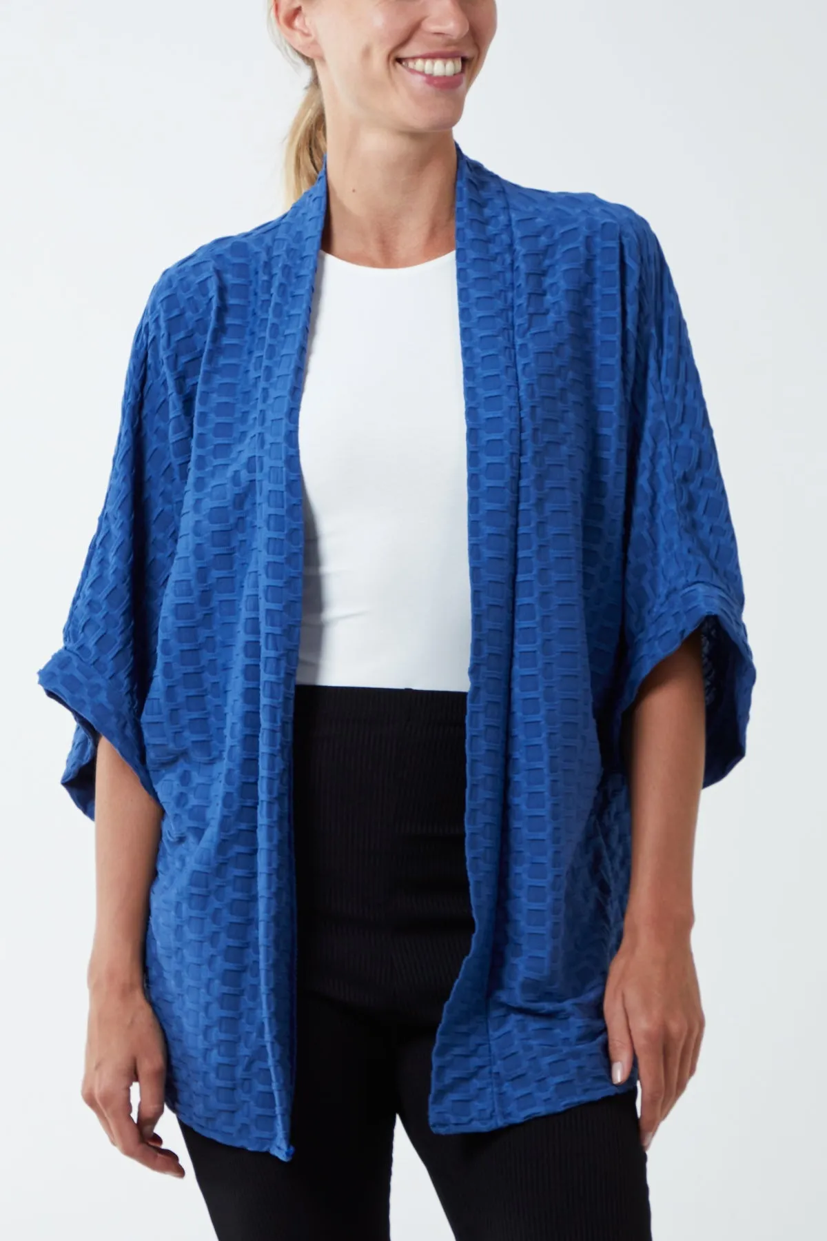 Waffle Texture Jersey Kimono Jacket