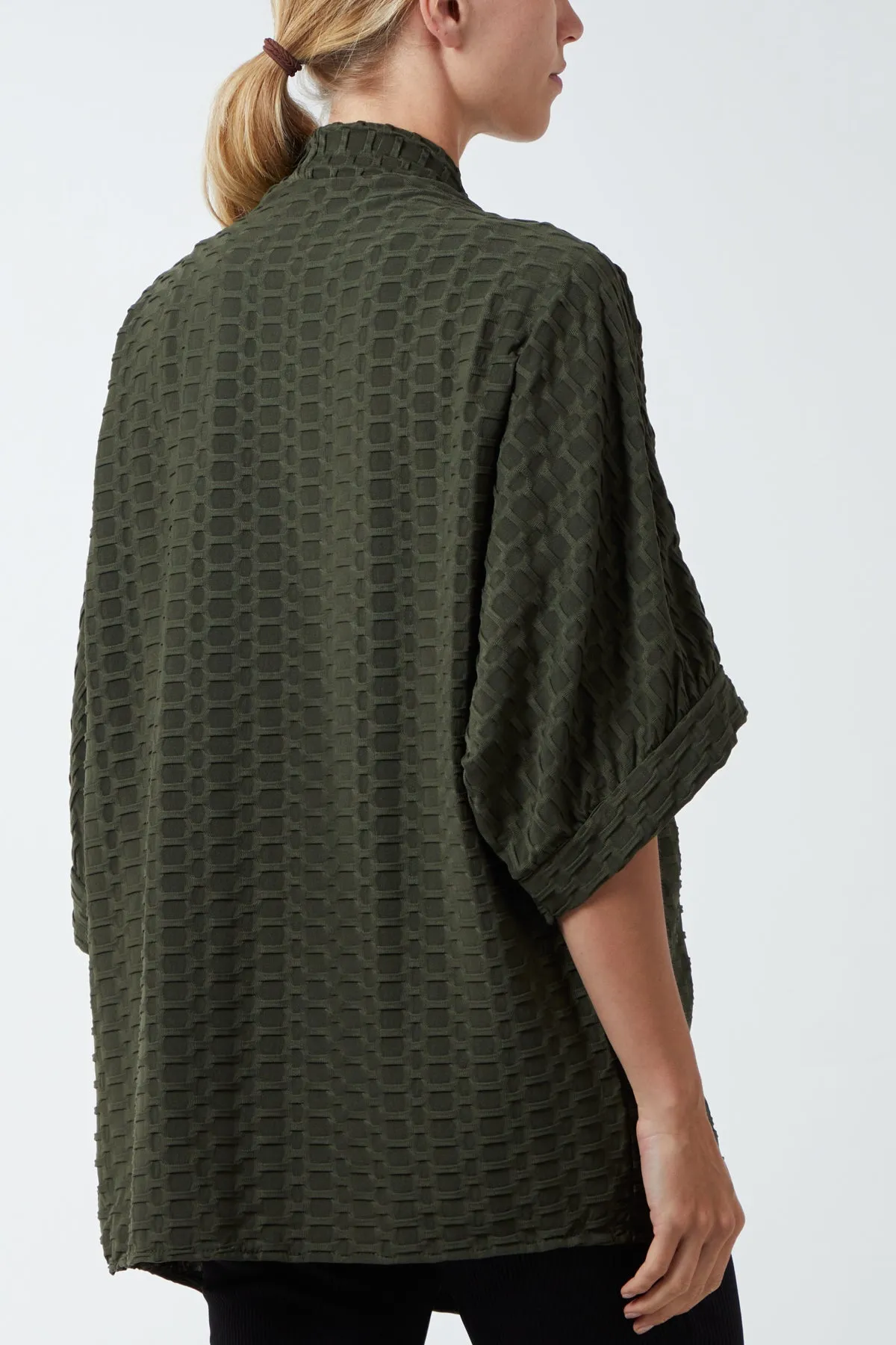 Waffle Texture Jersey Kimono Jacket