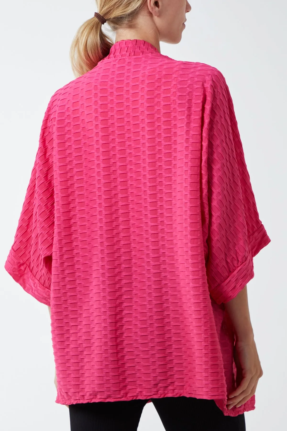 Waffle Texture Jersey Kimono Jacket