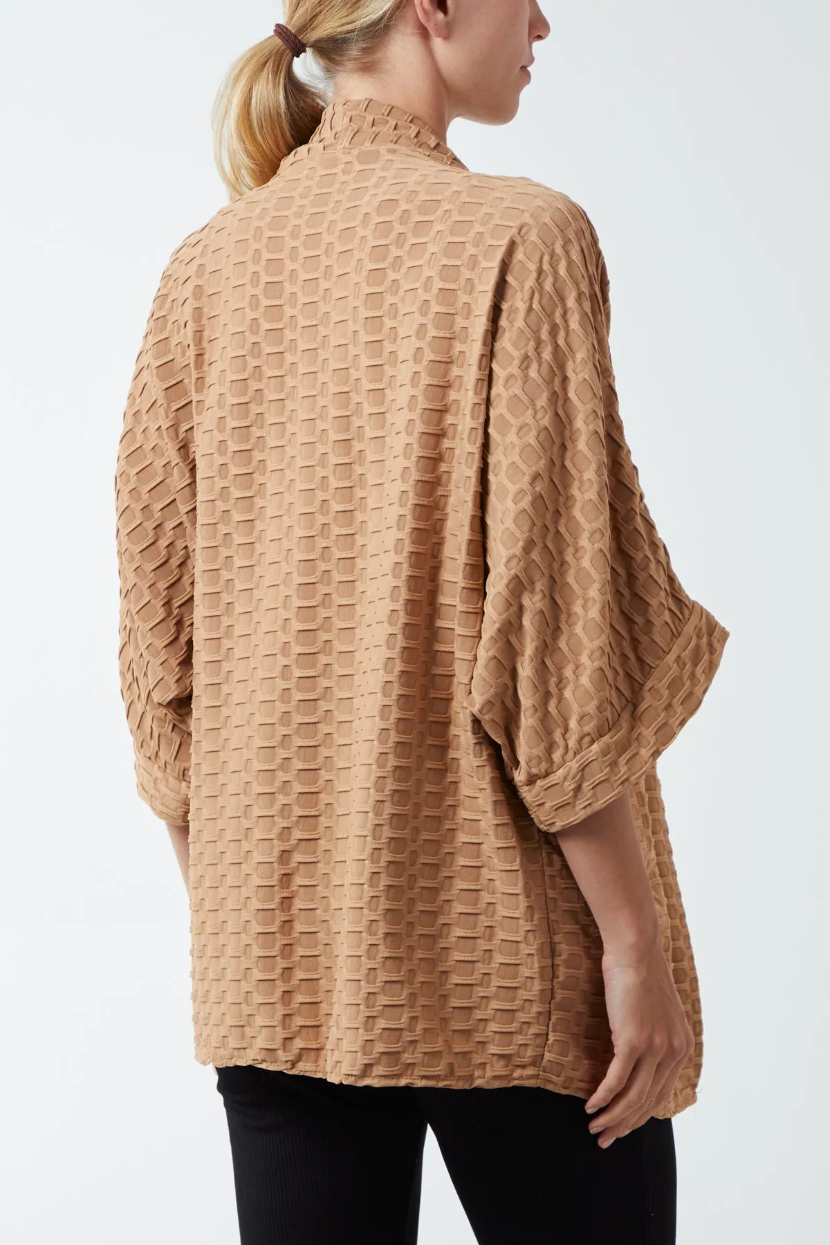 Waffle Texture Jersey Kimono Jacket
