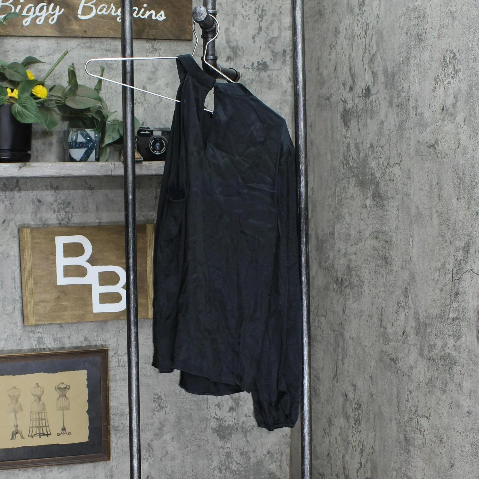 Who What Wear Women's Long Sleeve Collared Blouse WWT-794 Blaqck M