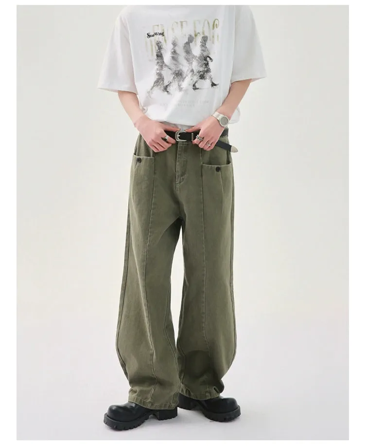 Wide-Leg Distressed Deconstructed Jeans