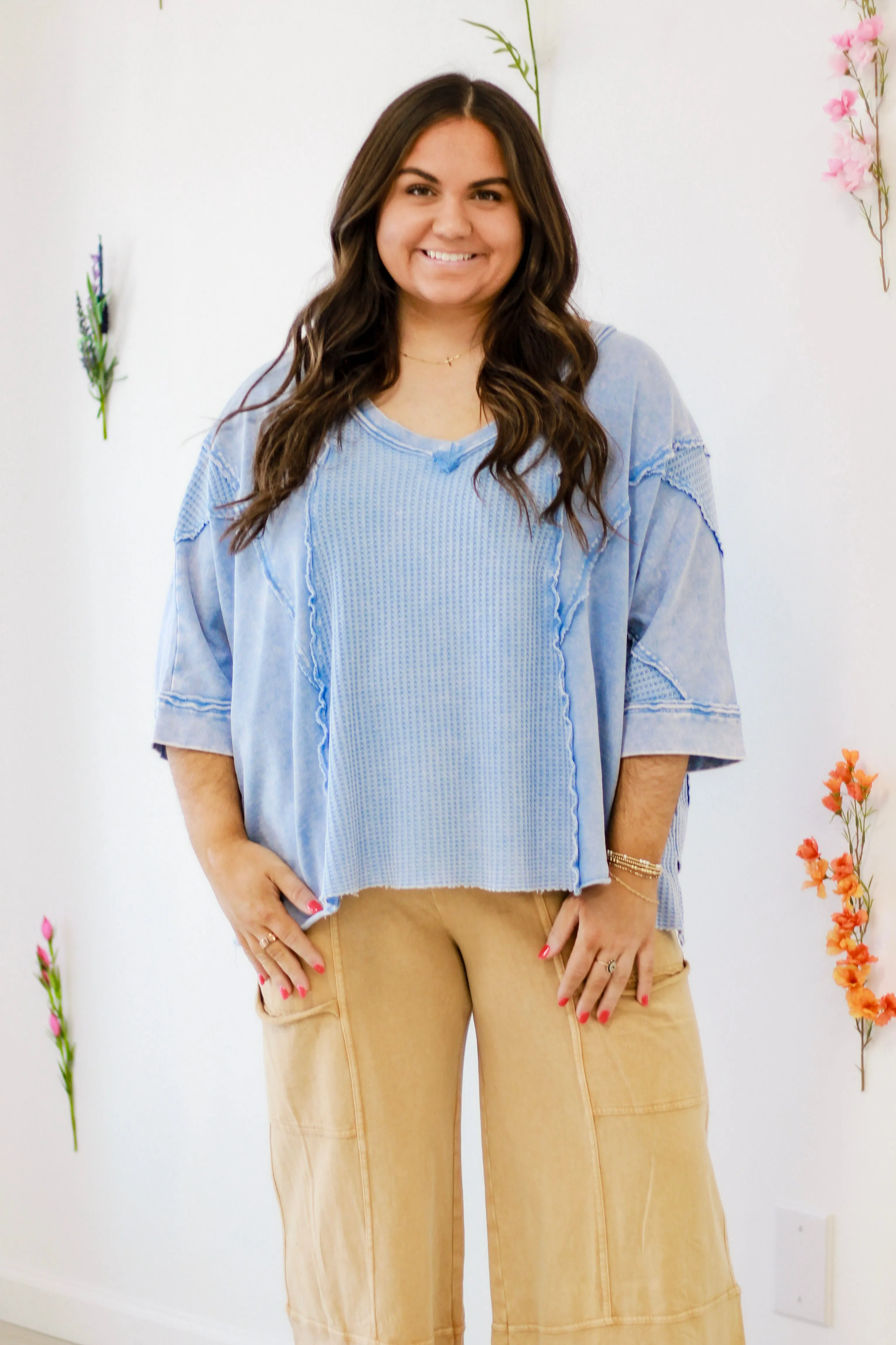 Wildest Dreams Mineral Washed Top in Blue