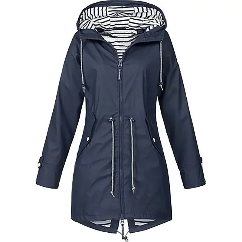 Women Fashion Raincoat  Windproof Jacket Hiking Lightweight