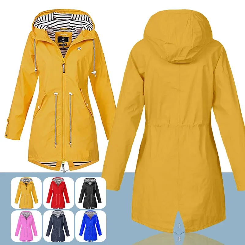 Women Fashion Raincoat  Windproof Jacket Hiking Lightweight
