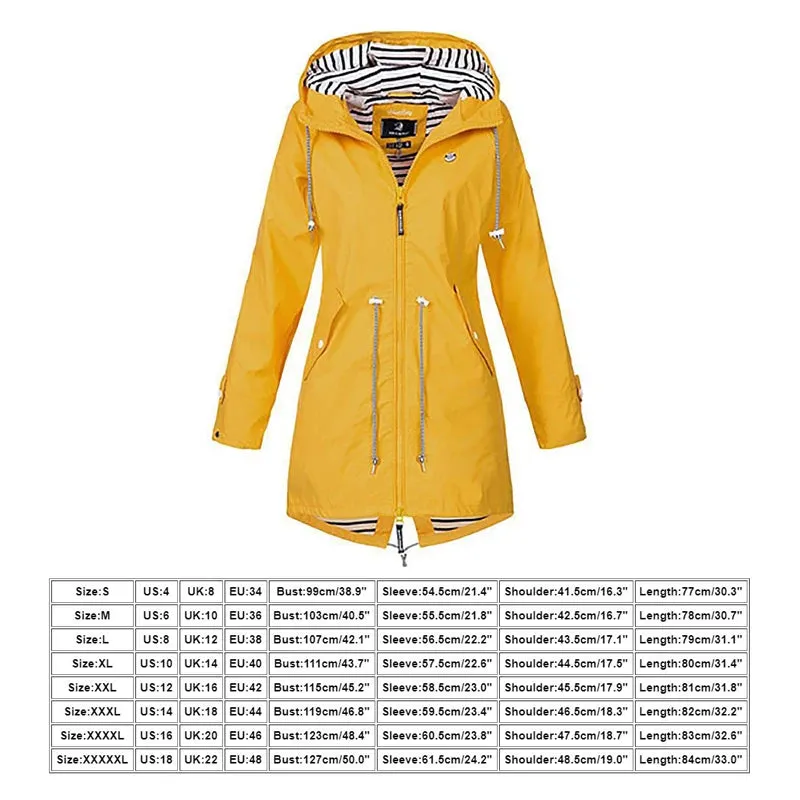 Women Fashion Raincoat  Windproof Jacket Hiking Lightweight