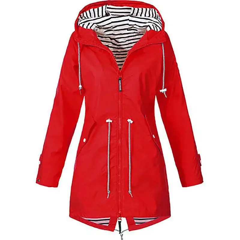 Women Fashion Raincoat  Windproof Jacket Hiking Lightweight