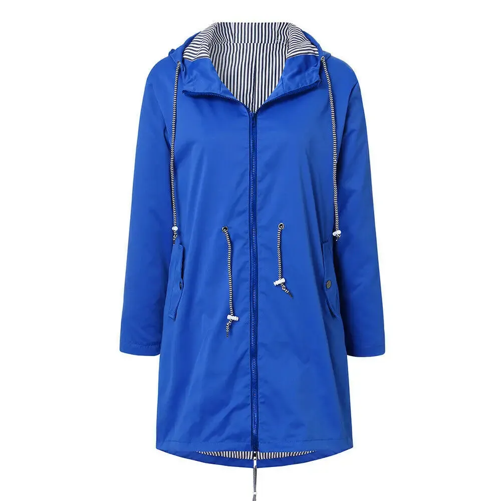 Women Fashion Raincoat  Windproof Jacket Hiking Lightweight