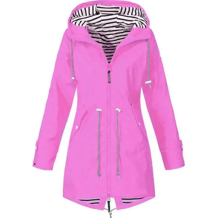 Women Fashion Raincoat  Windproof Jacket Hiking Lightweight