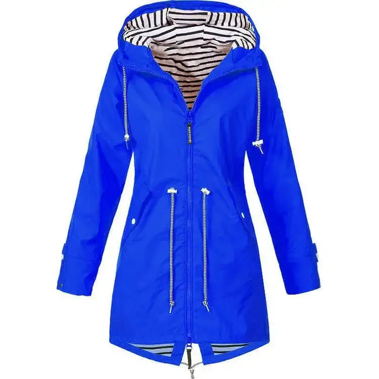 Women Fashion Raincoat  Windproof Jacket Hiking Lightweight