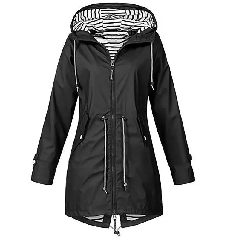 Women Fashion Raincoat  Windproof Jacket Hiking Lightweight