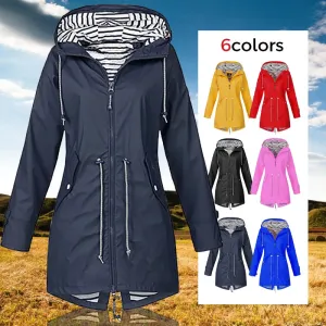Women Fashion Raincoat  Windproof Jacket Hiking Lightweight
