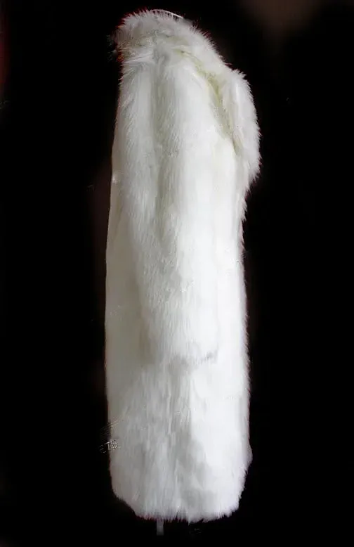 Women Faux Fox Fur Coats Maxi Long Jackets Turn Down Collar Loose Open Stitch Elegant Full Sleeve Long Coat Warm Thick Outerwear
