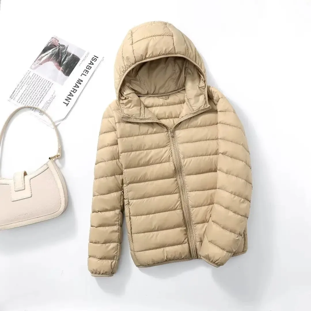 Women Puffer Jacket 15 Colors Plus Size 5XL 6XL 7XL New Spring Autumn Female Ultra Lightweight Packable Hooded Down Coats