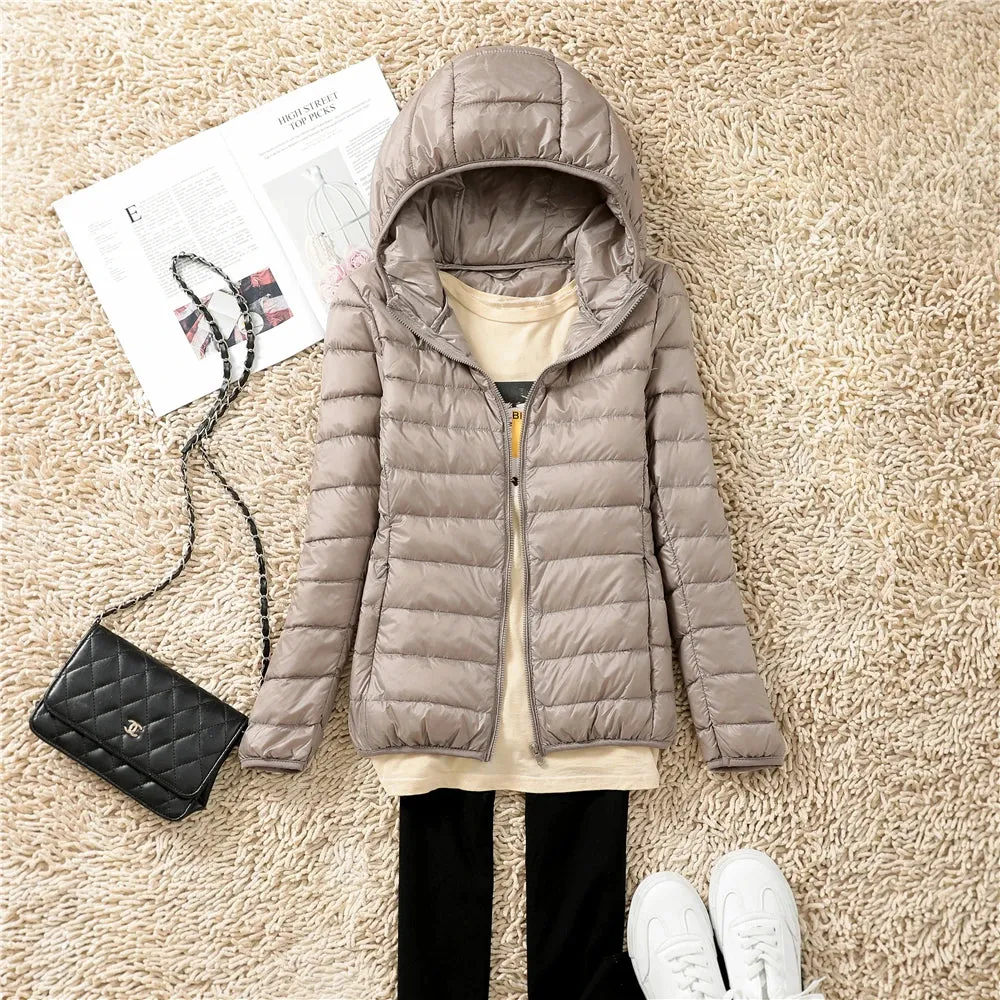 Women Puffer Jacket 15 Colors Plus Size 5XL 6XL 7XL New Spring Autumn Female Ultra Lightweight Packable Hooded Down Coats