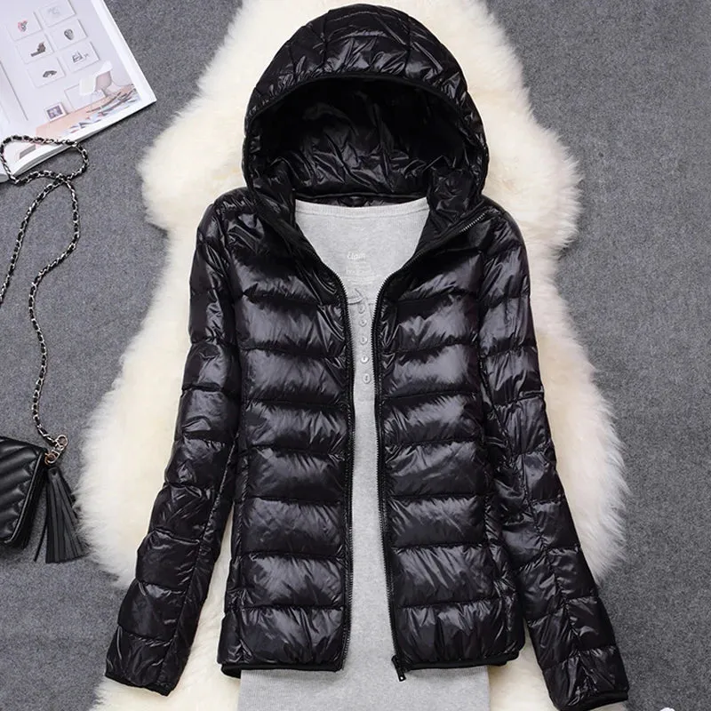 Women Puffer Jacket 15 Colors Plus Size 5XL 6XL 7XL New Spring Autumn Female Ultra Lightweight Packable Hooded Down Coats