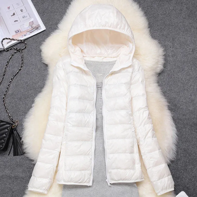 Women Puffer Jacket 15 Colors Plus Size 5XL 6XL 7XL New Spring Autumn Female Ultra Lightweight Packable Hooded Down Coats